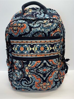 Vera Bradley Campus Backpack Retired Marrakesh Navy/Orange Paisley School/Travel